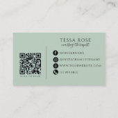 Carte De Visite Code QR Thérapeute de Massage Vert Sage (Dos)