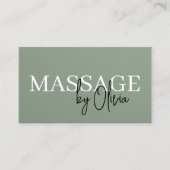 Carte De Visite Code QR Thérapeute de Massage Vert Sauge Luxe (Devant)