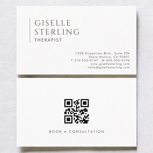 Carte De Visite Code QR Thérapeute Moderne Professionnel