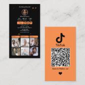 Carte De Visite Code QR TikTok Orange pour les réseaux sociaux (Devant / Derrière)