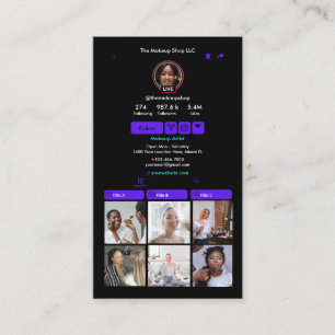 Carte De Visite Code QR TikTok Violet pour les réseaux sociaux