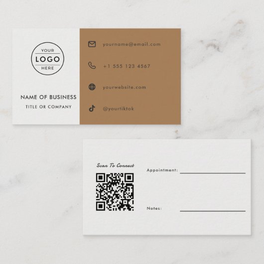 Carte De Visite Code QR Toffee blanc Rendez-vous Architecte Person (Devant / Derrière)