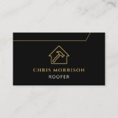 Carte De Visite Code QR Toiture Couvreur Professionnel Noir Or (Devant)