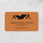 Carte De Visite Code QR Toiture Orange Brûlé Arrondi (Devant)