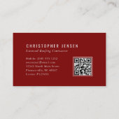 Carte De Visite Code QR Toiture Simple Bordeaux (Dos)