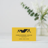 Carte De Visite Code QR Toiture Simple Jaune Noir (Debout devant)