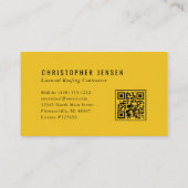 Carte De Visite Code QR Toiture Simple Jaune Noir (Dos)