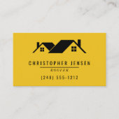 Carte De Visite Code QR Toiture Simple Jaune Noir (Devant)