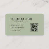 Carte De Visite Code QR Toiture Vert Sage Arrondi (Dos)