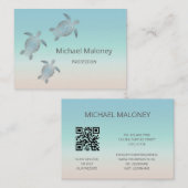 Carte De Visite Code QR | Tortue de mer argentée Turquoise Côtière (Devant / Derrière)
