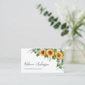 Carte De Visite Code QR Tournesols Rustiques Eucalyptus (Debout devant)