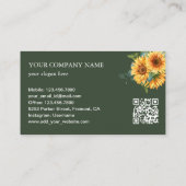 Carte De Visite Code QR Tournesols Rustiques Eucalyptus (Dos)