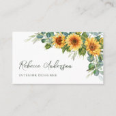 Carte De Visite Code QR Tournesols Rustiques Eucalyptus (Devant)