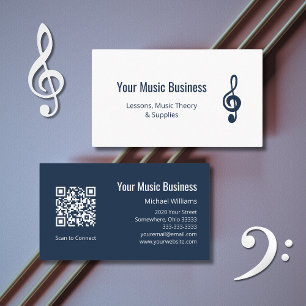 Carte De Visite Code QR Treble Clef Musicien leçons de musique