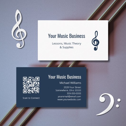 Carte De Visite Code QR Treble Clef Musicien leçons de musique