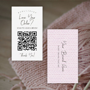 Carte De Visite Code QR tricot fil rose Blush Laissez un avis