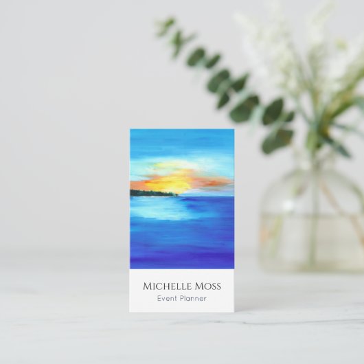 Carte De Visite Code QR Tropical Beach Abstrait Event Planner (Debout devant)