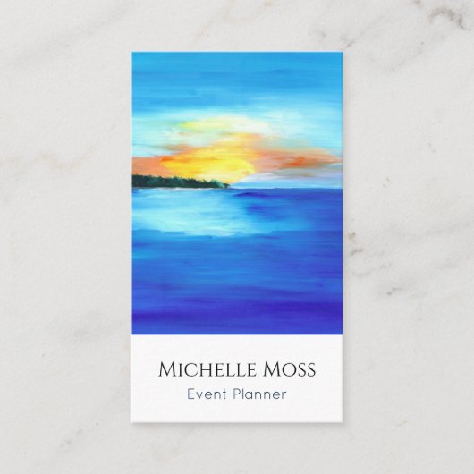 Carte De Visite Code QR Tropical Beach Abstrait Event Planner (Devant)