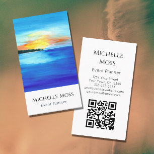 Carte De Visite Code QR Tropical Beach Abstrait Event Planner