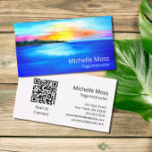 Carte De Visite Code QR Tropical Beach Yoga Instructeur