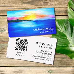 Carte De Visite Code QR Tropical Beach Yoga Instructeur