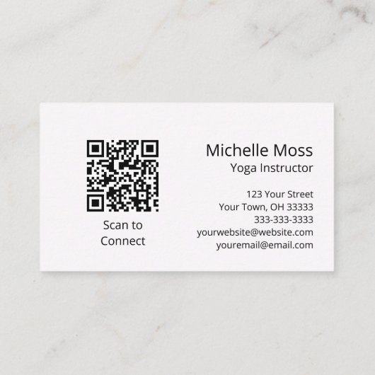 Carte De Visite Code QR Tropical Beach Yoga Instructeur (Dos)