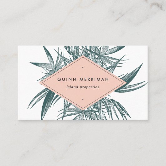 Carte De Visite Code QR Tropical Palm Frond (Devant)