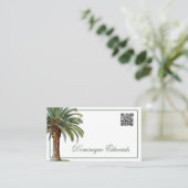 Carte De Visite Code QR Tropical Palm Tree Green Professional (Debout devant)