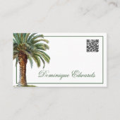 Carte De Visite Code QR Tropical Palm Tree Green Professional (Devant)