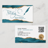 Carte De Visite Code QR Turquoise de l'agent de signature de contr (Devant / Derrière)