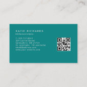 Carte De Visite Code QR Turquoise minimal (Dos)