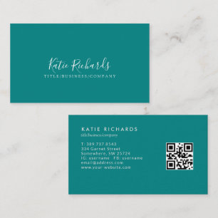 Carte De Visite Code QR Turquoise minimal