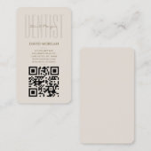 Carte de visite code QR typographie beige dentiste (Devant / Derrière)