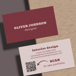 Carte De Visite Code QR typographie gras minimaliste moderne borde