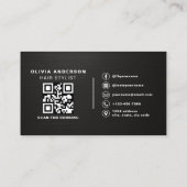 Carte De Visite Code QR Typographie Métallique Coiffeur (Dos)