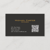 Carte De Visite Code QR | Typographie Or professionnelle simple (Dos)