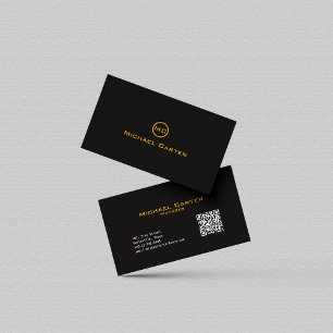 Carte De Visite Code QR   Typographie Or professionnelle simple
