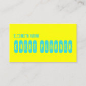 Carte De Visite Code QR typographique jaune citron et turquoise (Devant)