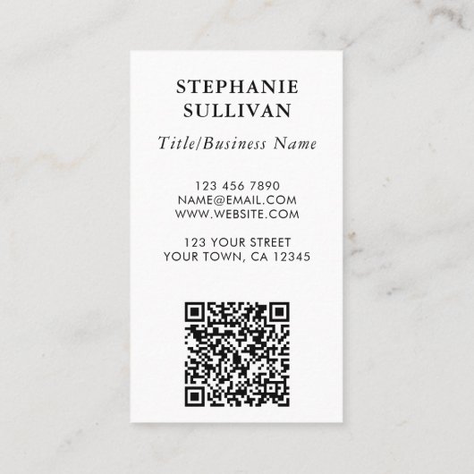 Carte De Visite Code QR unique (Dos)