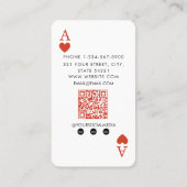 Carte De Visite Code QR unique d'agent immobilier As de Cœur (Dos)