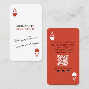 Carte De Visite Code QR unique de l'agent immobilier As de Cœur