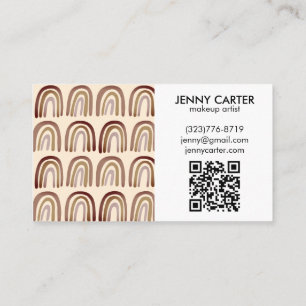 Carte De Visite Code QR unique du Motif Boho de Earthy Neutral