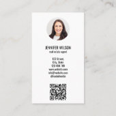 Carte De Visite Code QR unique Professional Real Estate Realtor (Dos)
