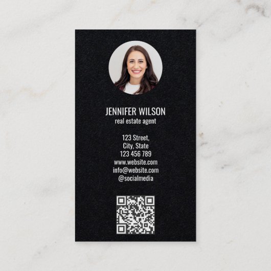 Carte De Visite Code QR unique Professional Real Estate Realtor (Dos)