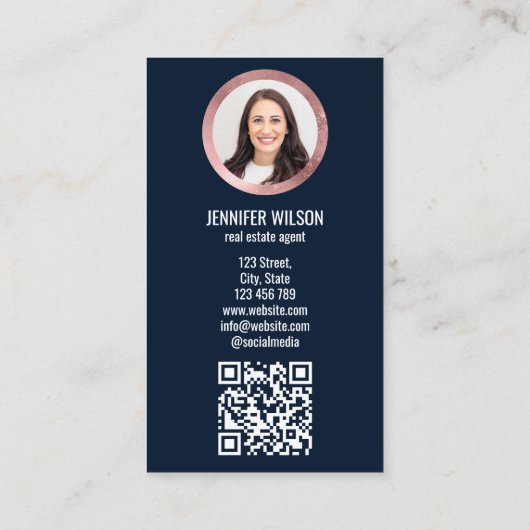 Carte De Visite Code QR unique Professional Real Estate Realtor (Dos)