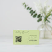 Carte De Visite Code Qr vert de chaux professionnel Script minimal (Debout devant)