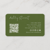 Carte De Visite Code Qr vert de mousse professionnel Script minima (Devant)