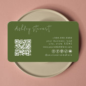 Carte De Visite Code Qr vert de mousse professionnel Script minima