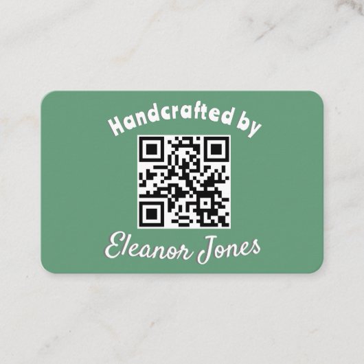 Carte De Visite Code QR vert élégant pour artisanat sur mesure (Devant)