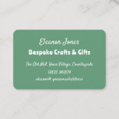 Carte De Visite Code QR vert élégant pour artisanat sur mesure (Dos)